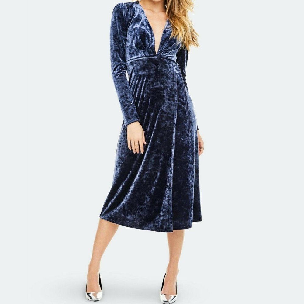 ASTR The Label - S - Women's Georgette Velvet Midi Dress NWT